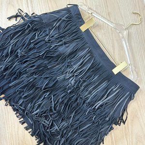 Joie Black Suede Fringe Skirt